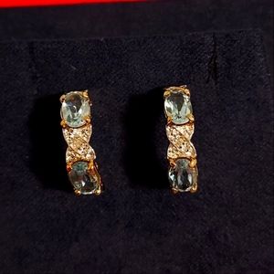 Gold over sterling silver  blue topaz earrings